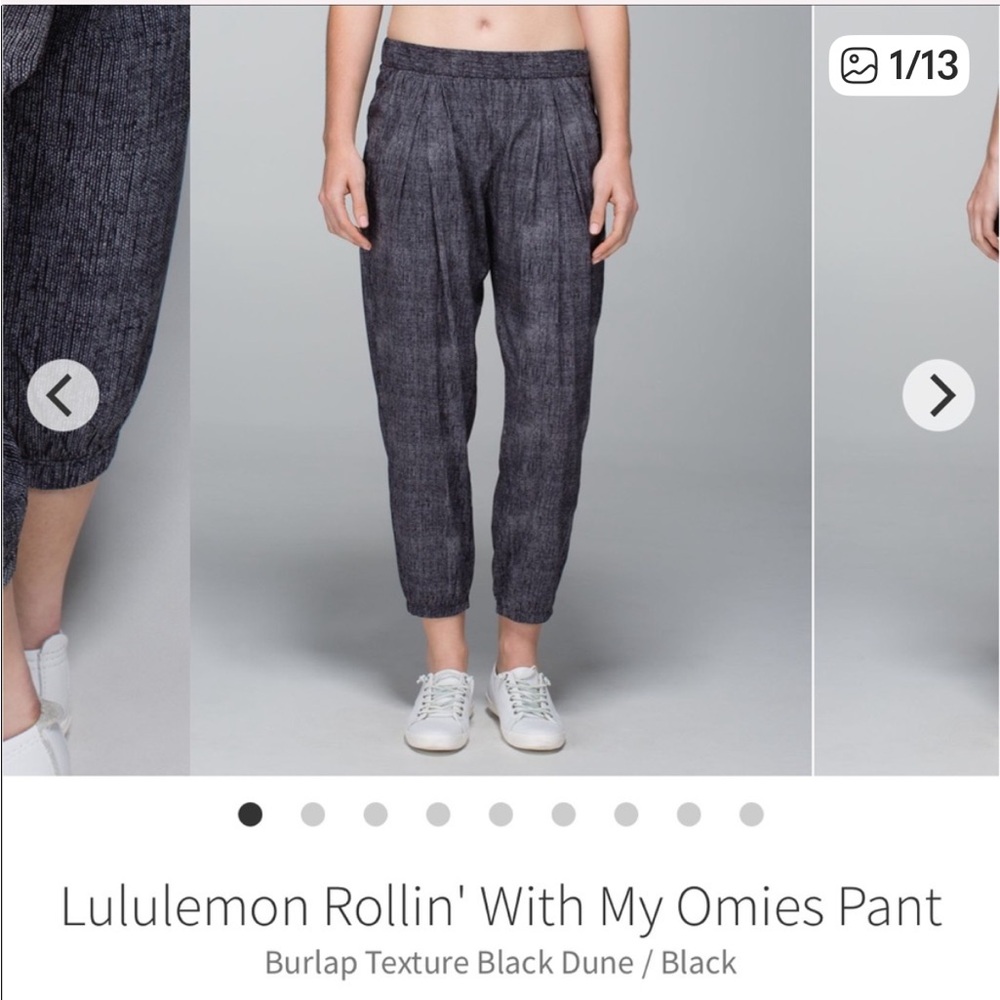 Lululemon Rollin’ With My Om’ies Burlap Texture Black Dune/Black Pants Size 8